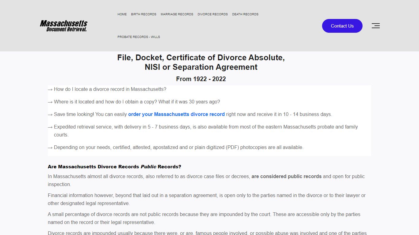 How do I find my Massachusetts divorce record? - Mass Docs!